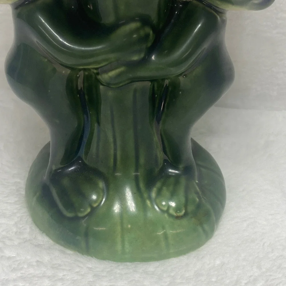 VTG La‎ Dolce Vita JA Green Ceramic Frog Vase Lily Pad Air Plant Candy Dish